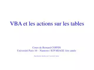 vba et les actions sur les tables