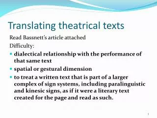 Translating theatrical texts