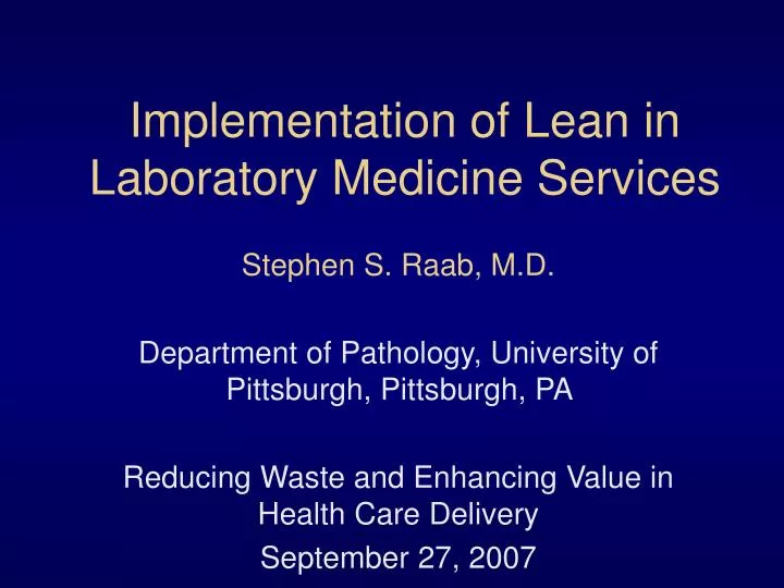 implementation of lean in laboratory medicine services