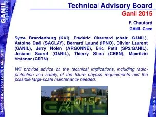 Technical Advisory Board Ganil 2015