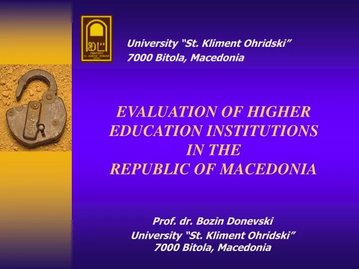 evaluation of higher education institutions in the republic of macedonia