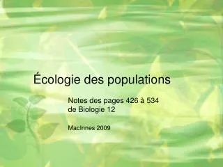 cologie des populations