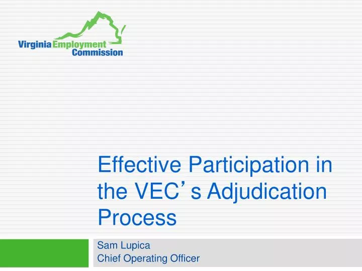effective participation in the vec s adjudication process