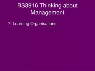 BS3916 Thinking about Management