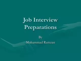 Job Interview Preparations