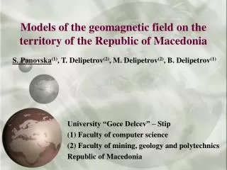 Models of the geomagnetic field on the territory of the Republic of Macedonia