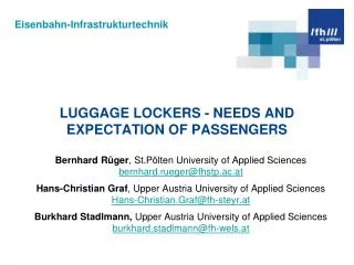 luggage lockers - neEds and expectation of passengers