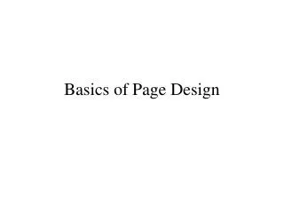 Basics of Page Design