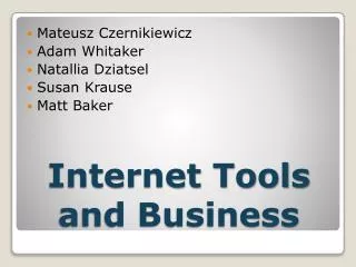 Internet Tools and Business