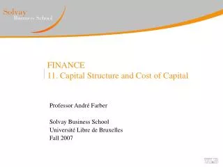 FINANCE 11. Capital Structure and Cost of Capital