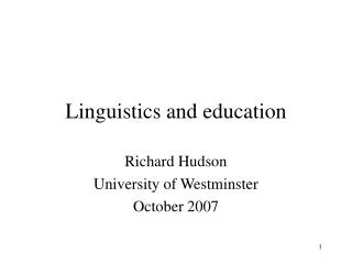 Linguistics and education