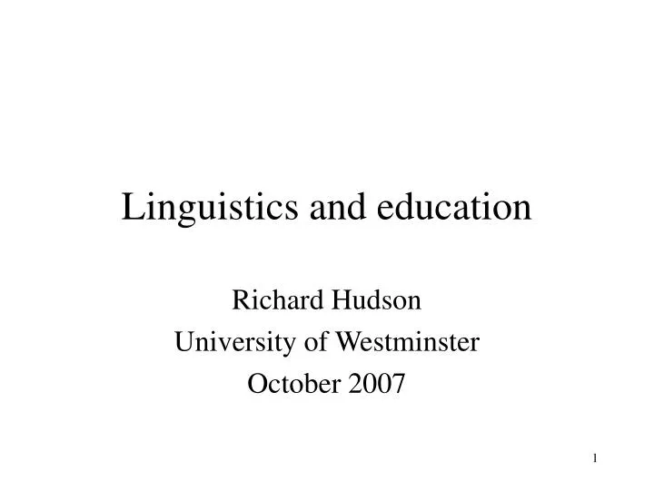 linguistics and education