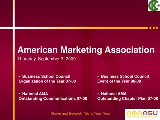 American Marketing Association Thursday, September 3, 2009