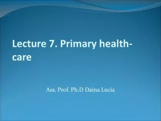 Lecture 7. Primary health-care