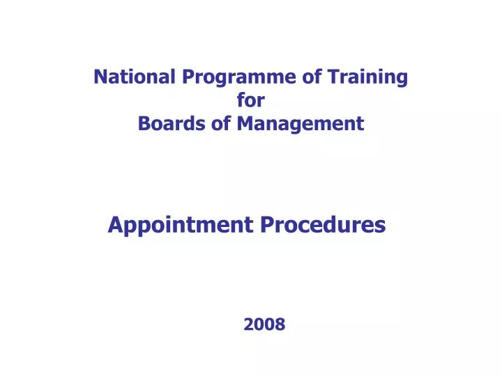 national programme of training for boards of management