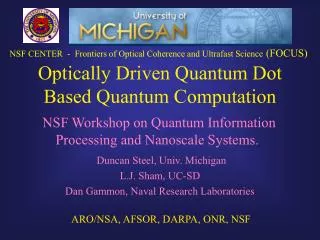 Optically Driven Quantum Dot Based Quantum Computation