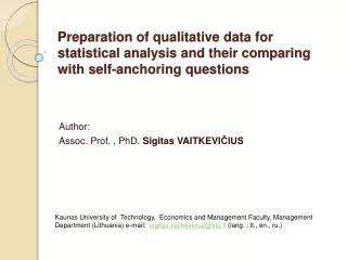 Preparation of qualitative data for statistical analysis and their comparing with self-anchoring questions