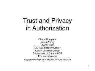 Trust and Privacy in Authorization