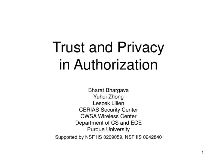 trust and privacy in authorization