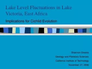 Lake Level Fluctuations in Lake Victoria, East Africa