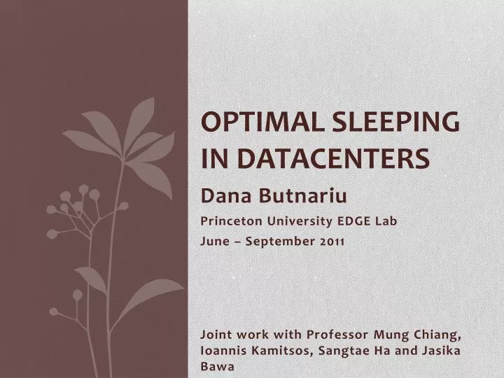optimal sleeping in datacenters