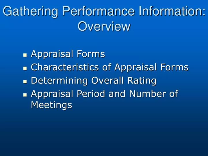 gathering performance information overview
