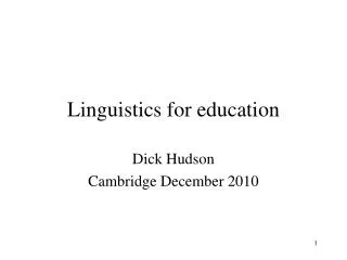 Linguistics for education