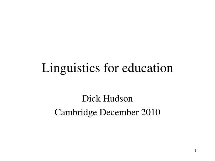 linguistics for education