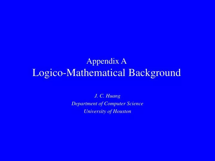 appendix a logico mathematical background