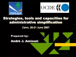 Strategies, tools and capacities for administrative simplification Cairo, 20-21 June 2007