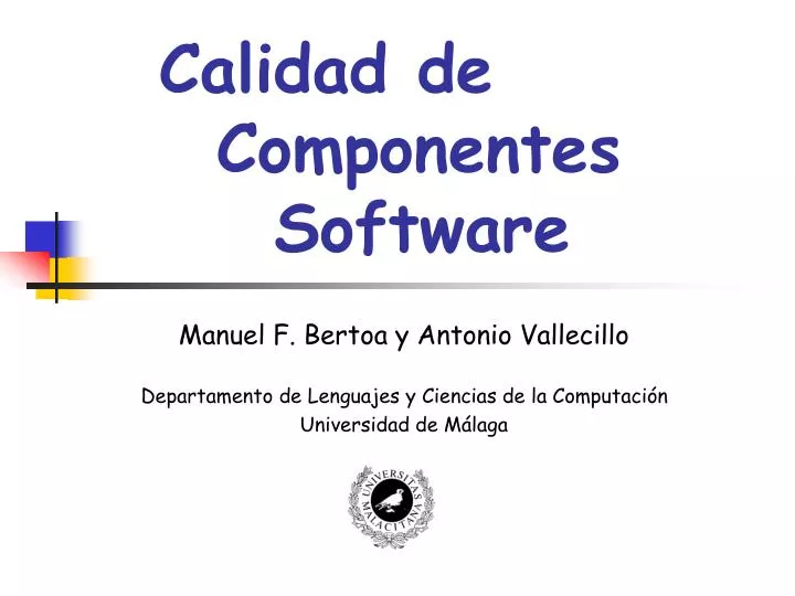 calidad de componentes software