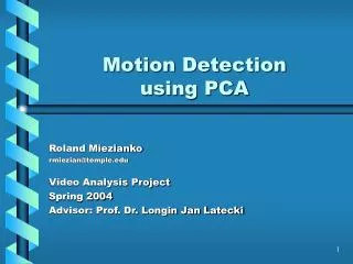 Motion Detection using PCA