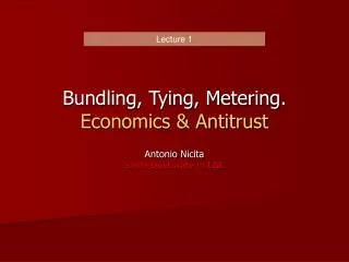 Bundling, Tying, Metering. Economics &amp; Antitrust