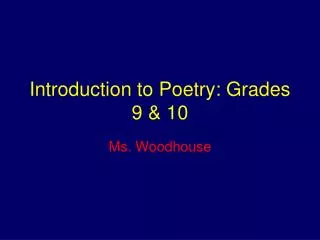 Introduction to Poetry: Grades 9 &amp; 10