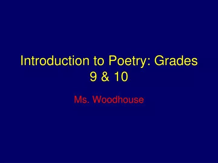introduction to poetry grades 9 10