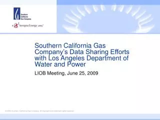 Southern California Gas Company’s Data Sharing Efforts with Los Angeles Department of Water and Power
