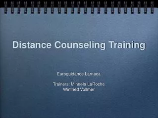 Distance Counseling Training