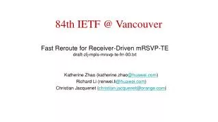 Fast Reroute for Receiver-Driven mRSVP -TE draft-zlj-mpls-mrsvp-te-frr-00.txt