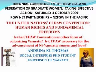 THE UNITED NATIONS’ CEDAW CONVENTION: HUMAN RIGHTS AND FUNDAMENTAL FREEDOMS