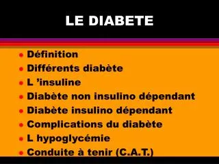 LE DIABETE