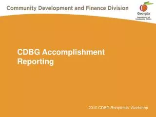 CDBG Accomplishment Reporting