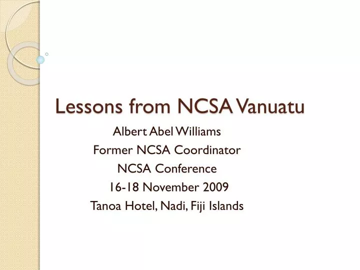 lessons from ncsa vanuatu