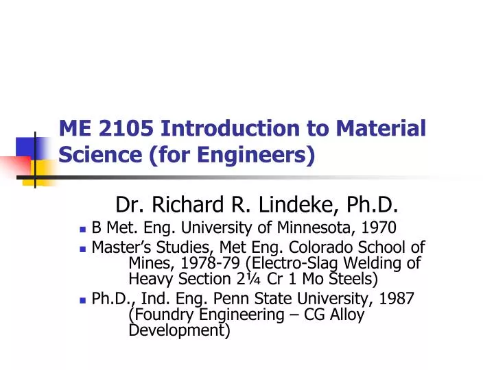me 2105 introduction to material science for engineers