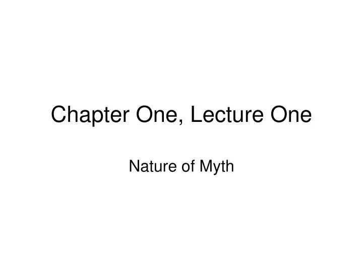 chapter one lecture one