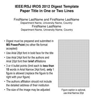 IEEE/RSJ IROS 2012 Digest Template Paper Title in One or Two Lines
