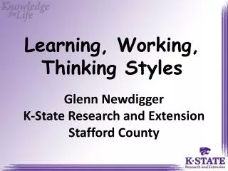 Learning, Working, Thinking Styles