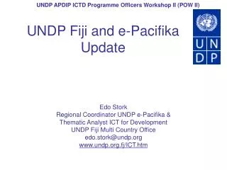 UNDP Fiji and e-Pacifika Update