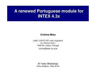 A renewed Portuguese module for INTEX 4.3x