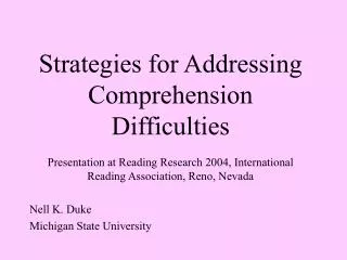 Strategies for Addressing Comprehension Difficulties