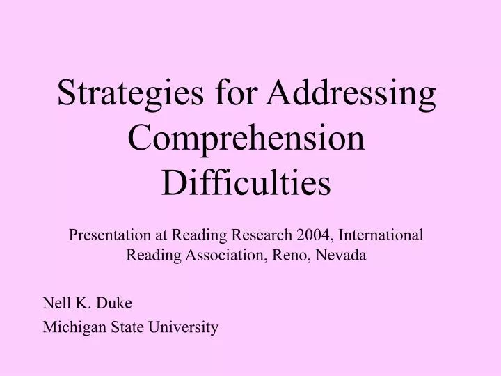 strategies for addressing comprehension difficulties